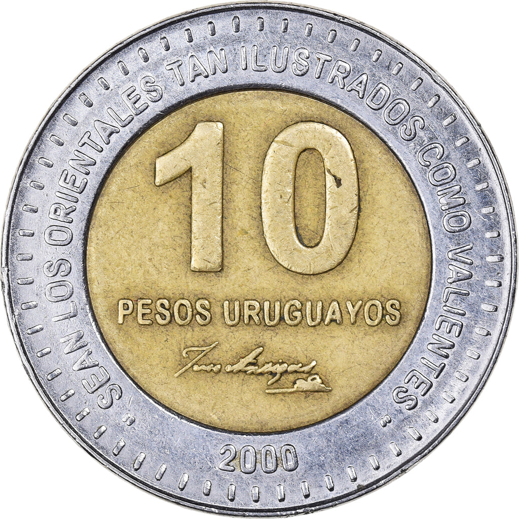 Moneta, Uruguay, 10 Pesos Uruguayos, 2000