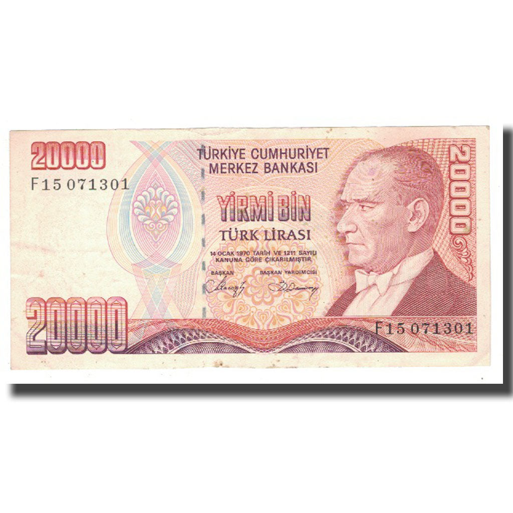 Billet, Turquie, 20,000 Lira, 1970, 1970-01-14, KM:201, B+