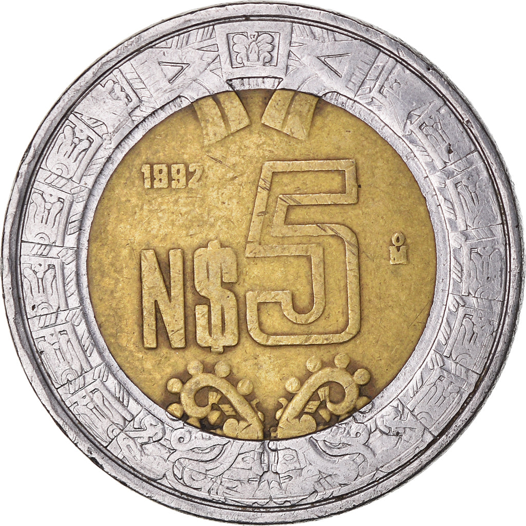 Moneta, Mexico, 5 Nuevo Pesos, 1992