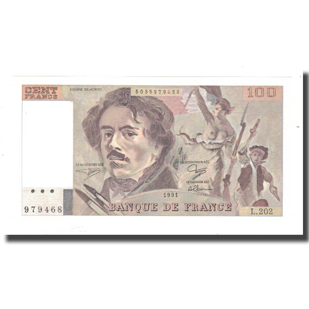 France, 100 Francs, 1991, UNC(65-70), Fayette:69bis.3c1, KM:154f