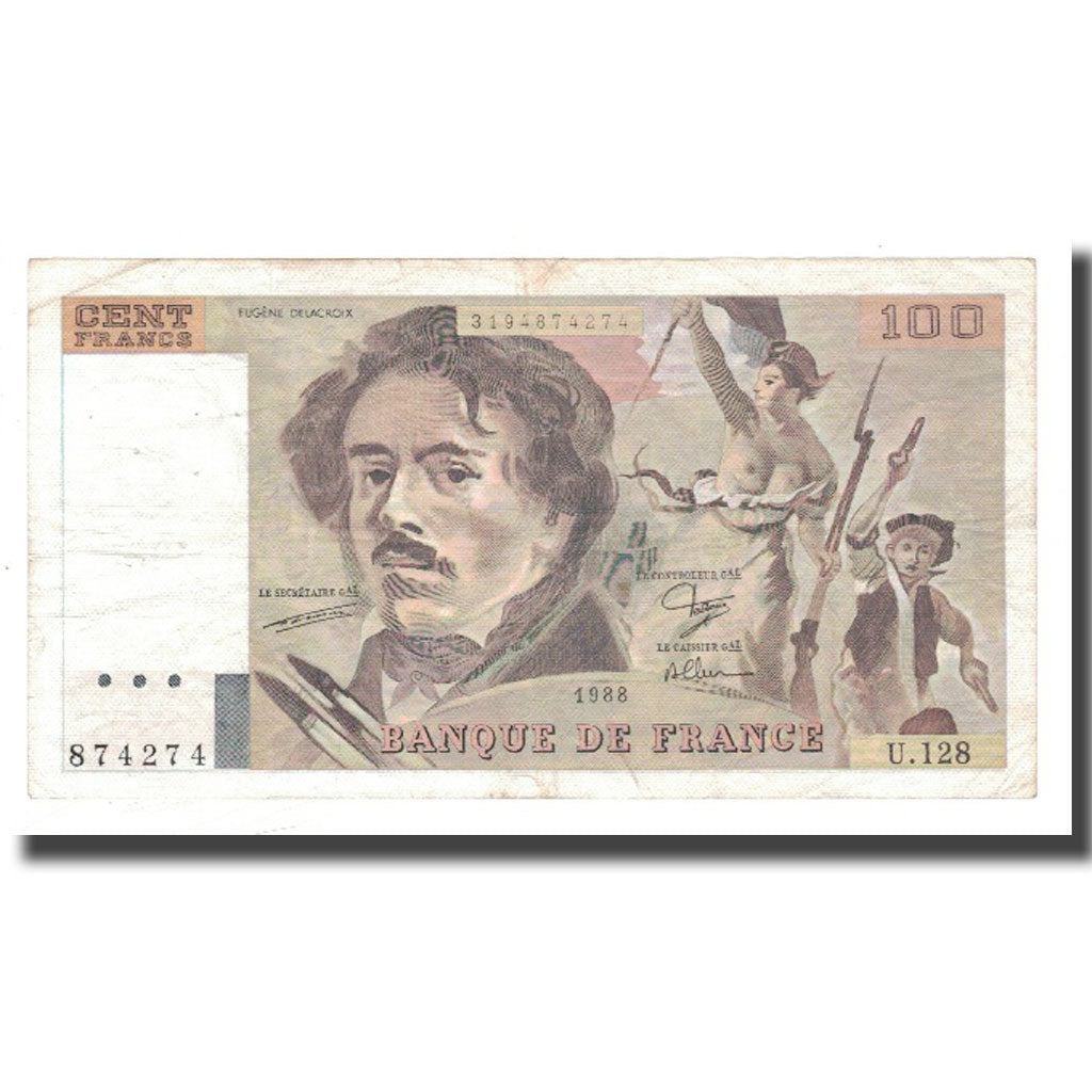France, 100 Francs, 1988, EF(40-45), Fayette:69.12, KM:154d