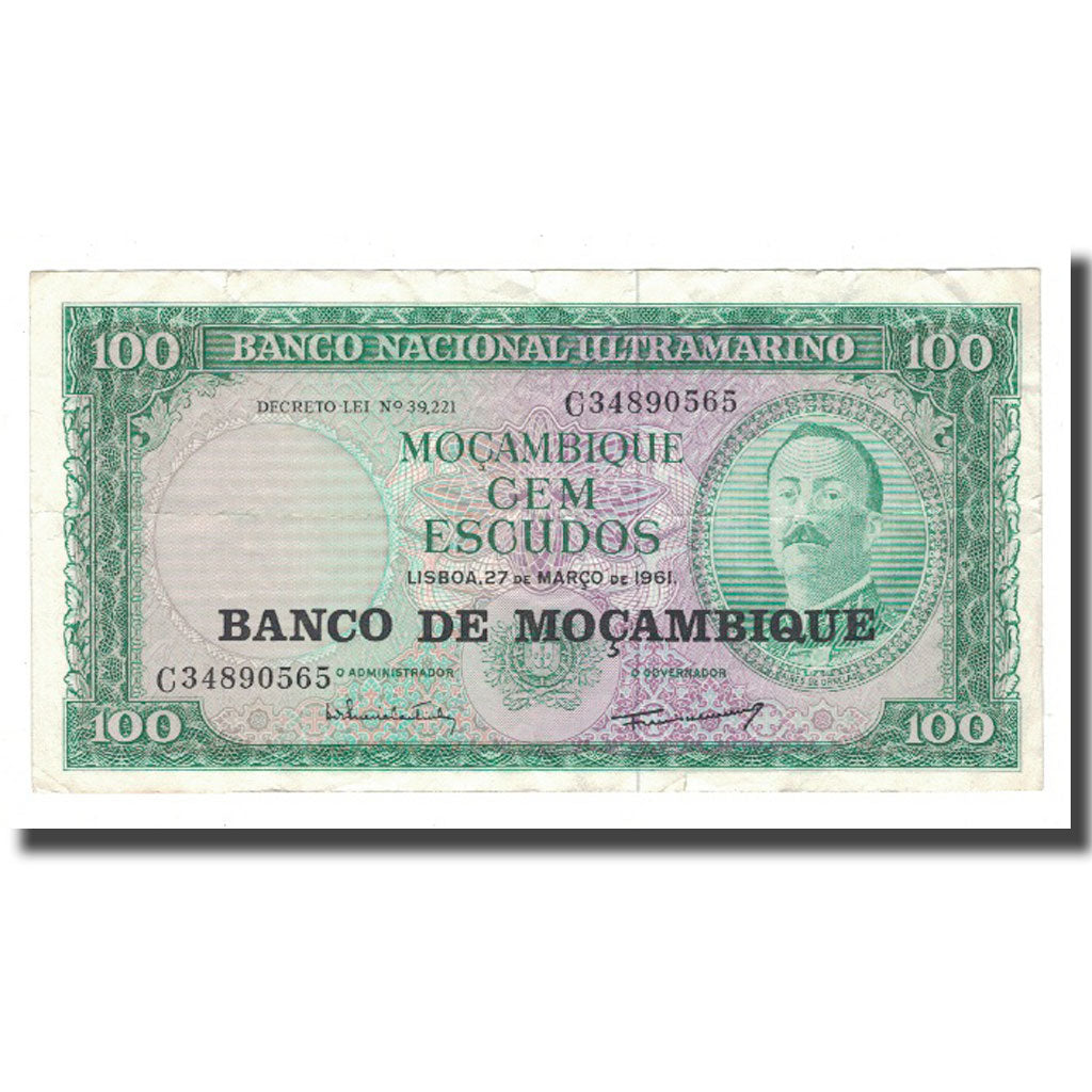 Billet, Mozambique, 100 Escudos, 1961, 1961-03-27, KM:117a, TB+
