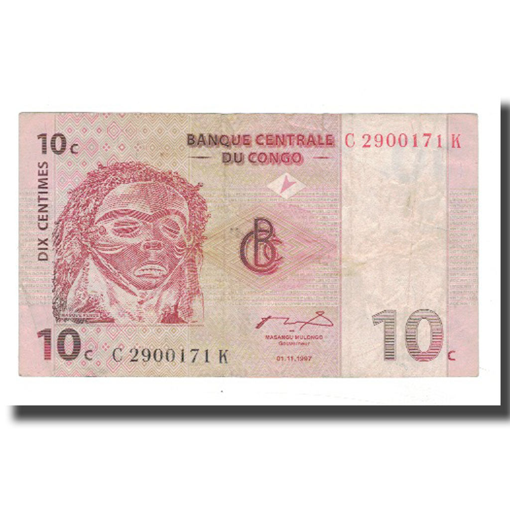 Banknote, Congo Democratic Republic, 10 Centimes, 1997, 1997-11-01, KM:82a