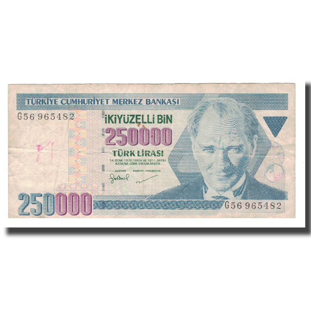 Banconote, Turchia, 250,000 Lira, 1970, 1970-01-14, KM:207, B+