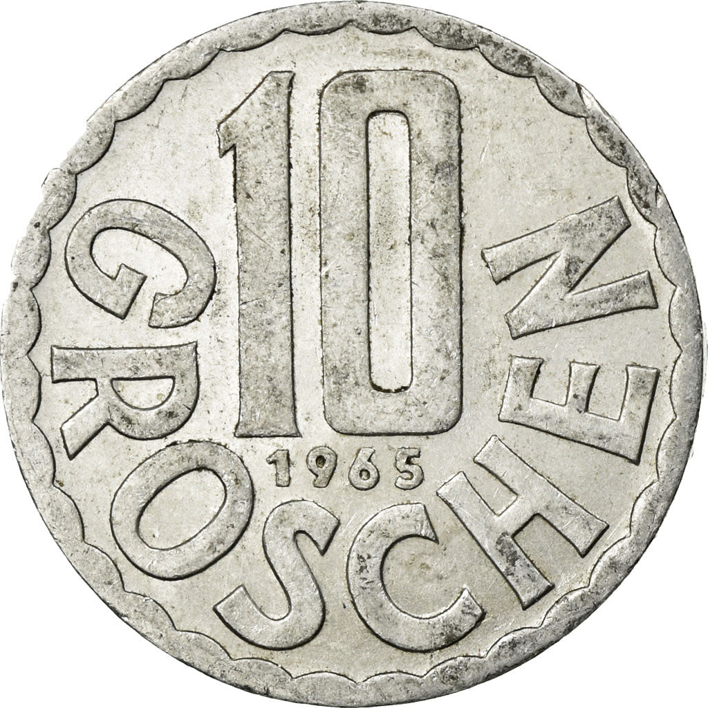 Coin, Austria, 10 Groschen, 1965, Vienna, AU(55-58), Aluminum, KM:2878