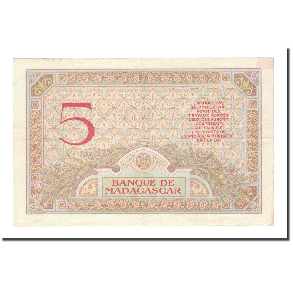 Banknot, Madagascar, 5 Francs, KM:35, VF(20-25)