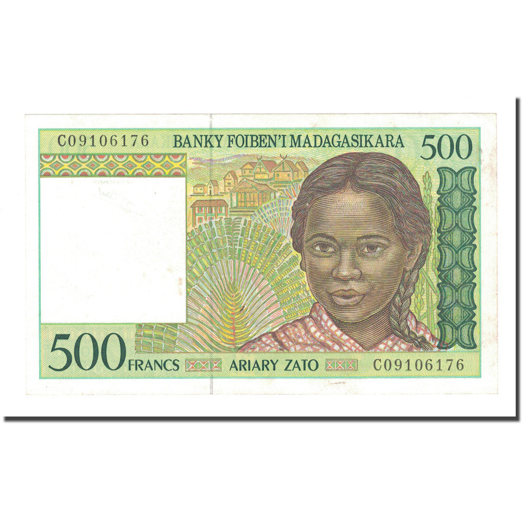 Banknote, Madagascar, 500 Francs = 100 Ariary, KM:75b, AU(50-53)