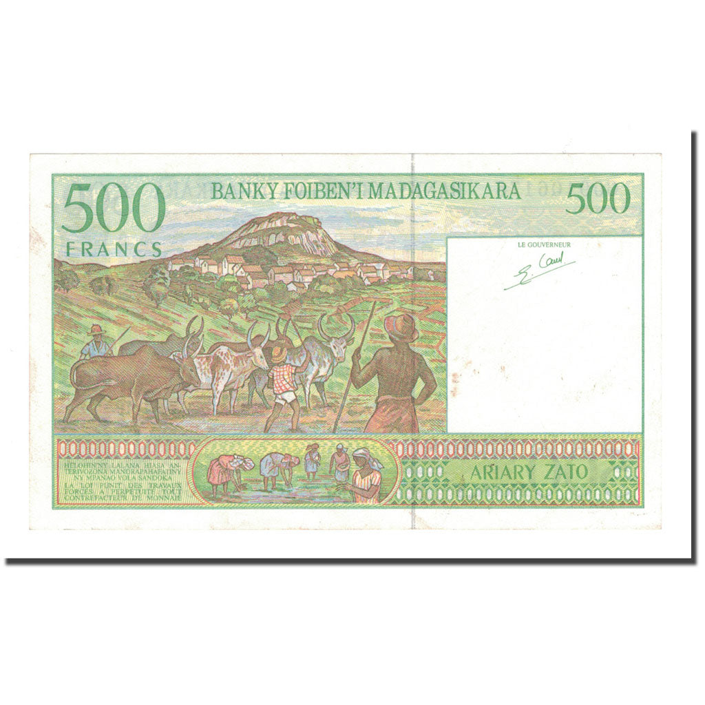 Banknote, Madagascar, 500 Francs = 100 Ariary, KM:75b, AU(50-53)
