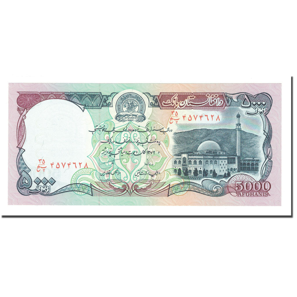 Banknote, Afghanistan, 5000 Afghanis, SH1372 (1993), KM:62, UNC(63)