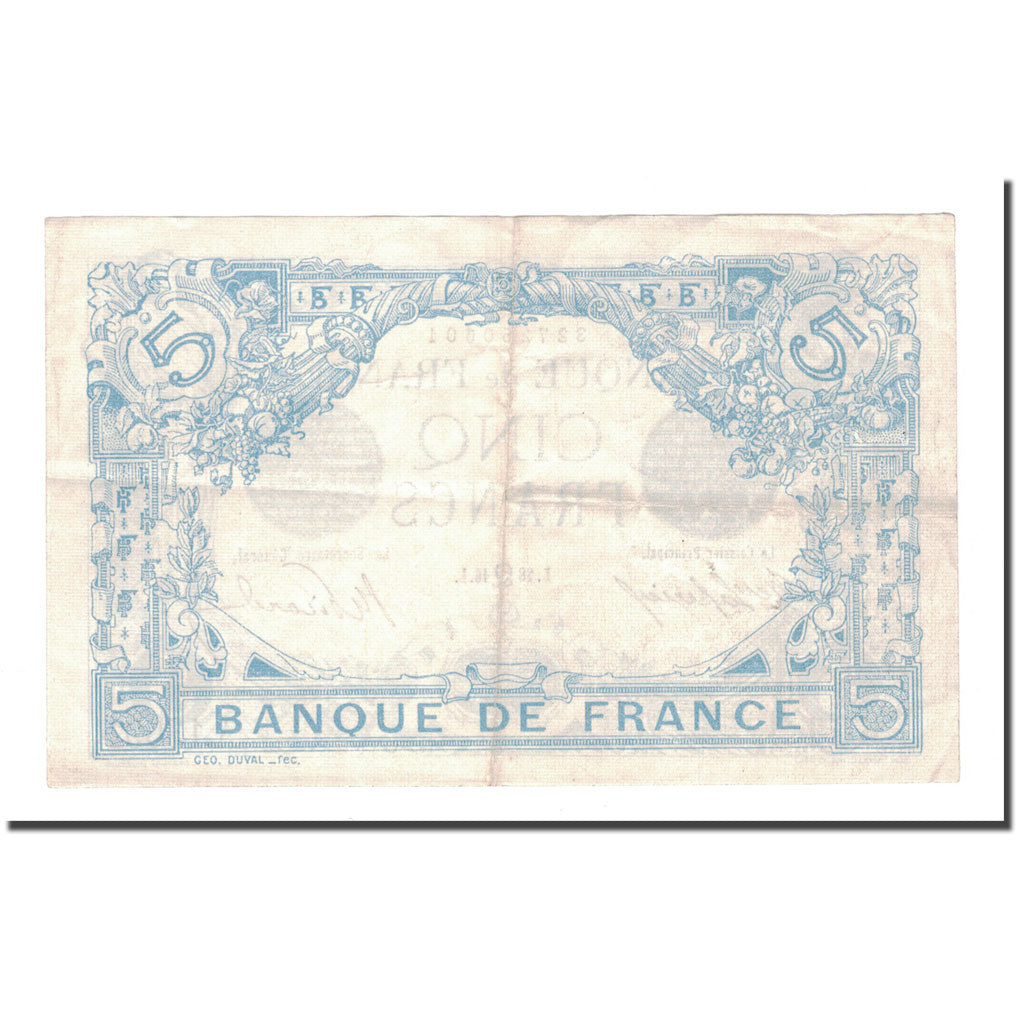France, 5 Francs, EF(40-45), Fayette:2.7, KM:70