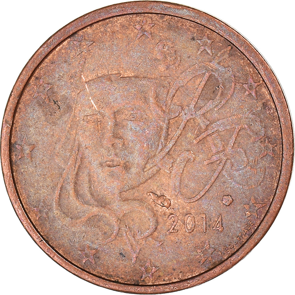 Münze, Frankreich, 2 Euro Cent, 2014