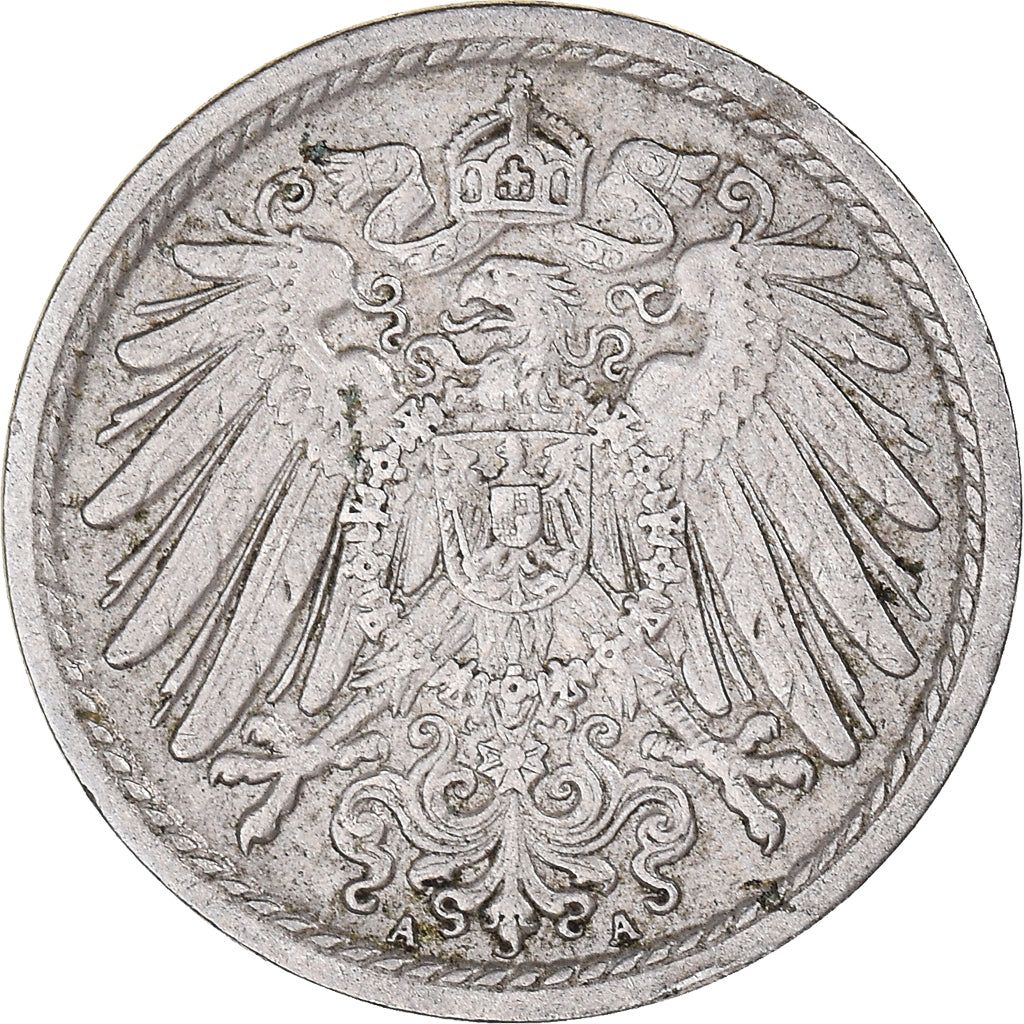 Moeda, ALEMANHA - IMPÉRIO, 5 Pfennig, 1908