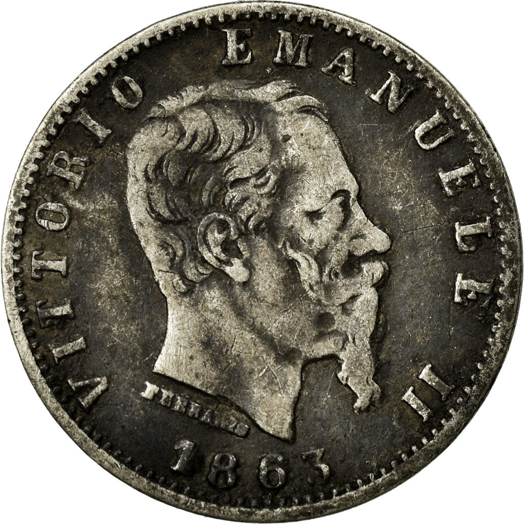 Coin, Italy, Vittorio Emanuele II, 20 Centesimi, 1863, Milan, VF(30-35), Silver