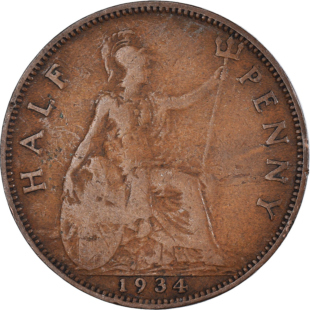 Moeda, Grã-Bretanha, 1/2 Penny, 1934