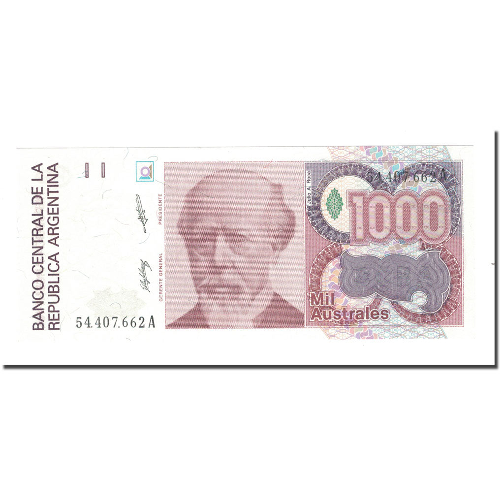 Geldschein, Argentinien, 1000 Australes, KM:329a, UNZ
