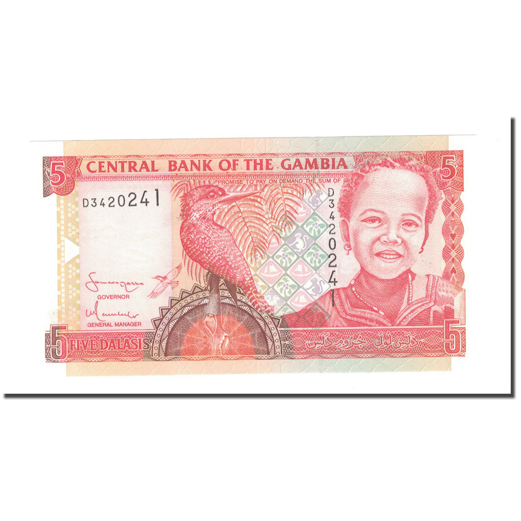 Banconote, Gambia, 5 Dalasis, KM:20a, FDS