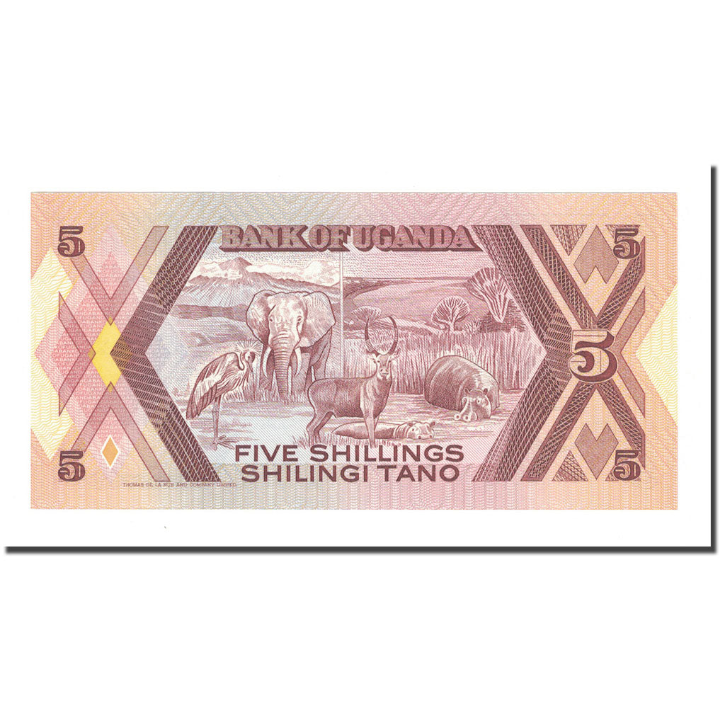 Nota, Uganda, 5 Shillings, 1987, KM:27, UNC(65-70)