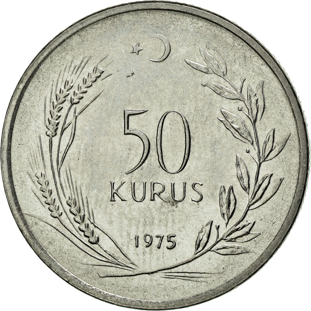 Coin, Turkey, 50 Kurus, 1975, AU(55-58), Stainless Steel, KM:899
