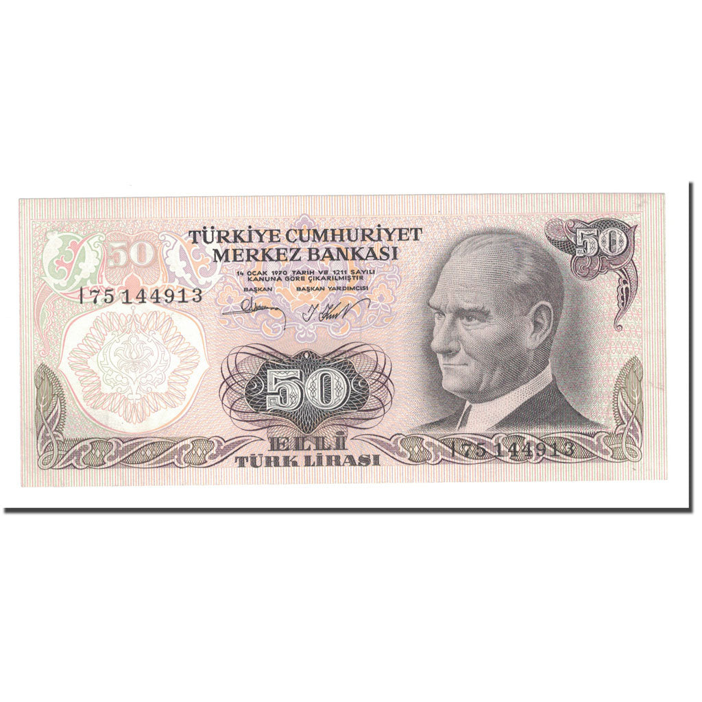 Banknote, Turkey, 50 Lira, 1970, 1970-01-14, KM:188, UNC(63)
