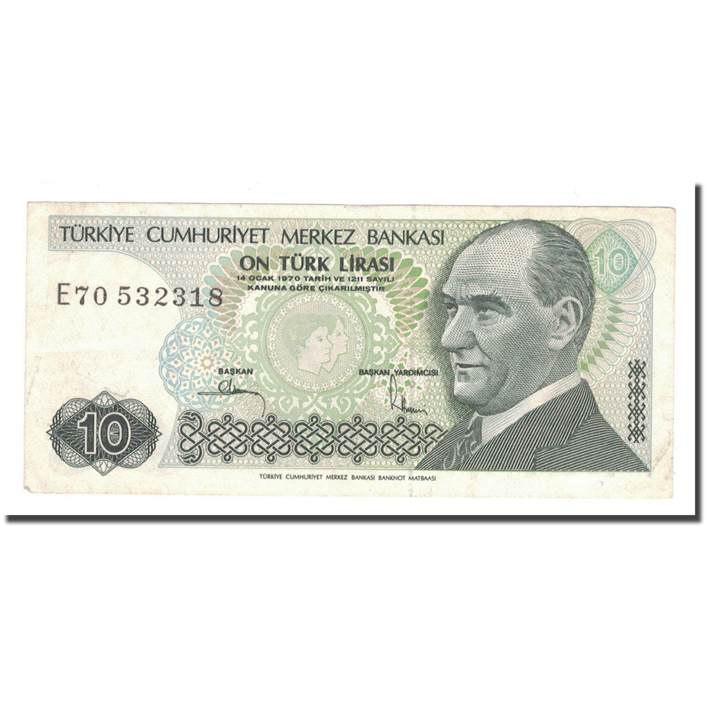 Banknote, Turkey, 10 Lira, 1970, 1970-01-14, KM:192, AU(50-53)
