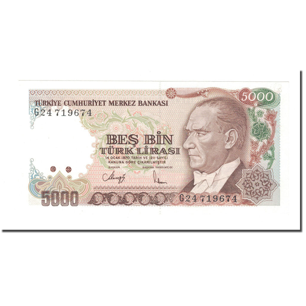 Banknote, Turkey, 5000 Lira, 1970, 1970-01-14, KM:198, UNC(65-70)