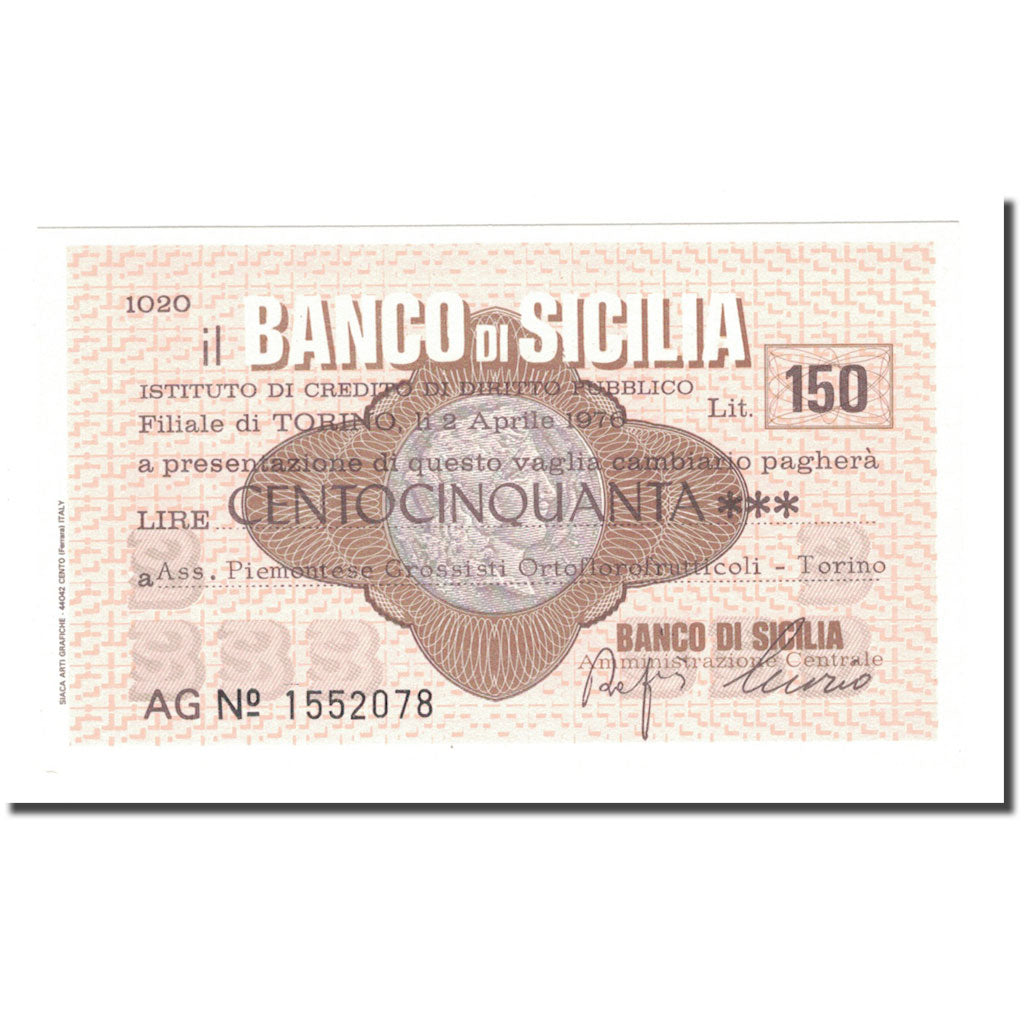 Nota, Itália, 150 Lire, 1976, 1976-04-02, UNC(65-70)