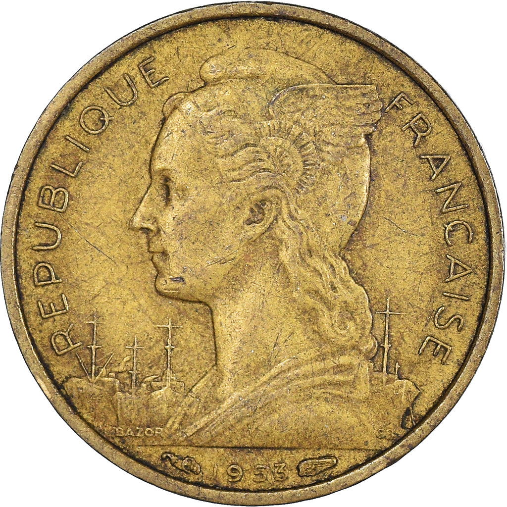 Moneta, Madagascar, 10 Francs, 1953