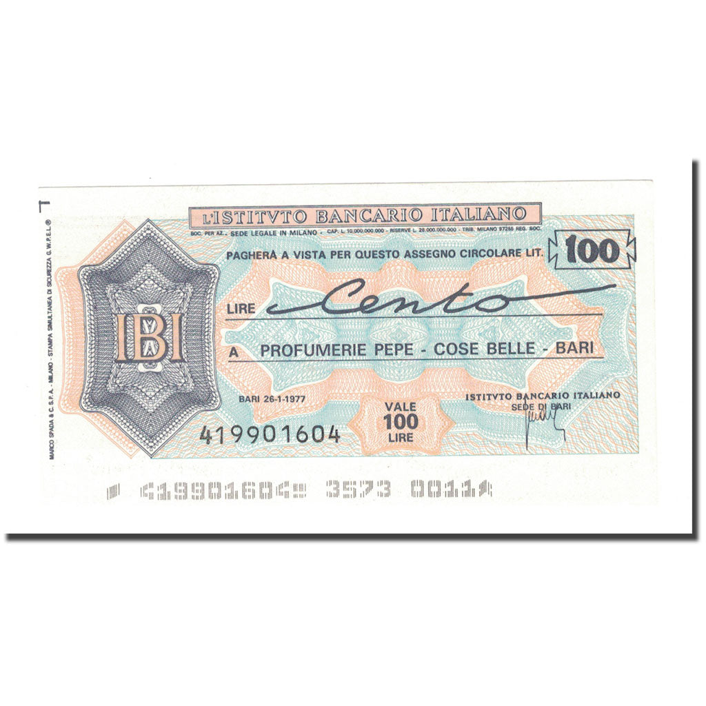 Nota, Itália, 100 Lire, 1977, 1977-01-26, UNC(63)