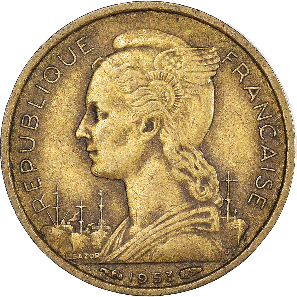 Monnaie, Madagascar, 10 Francs, 1953