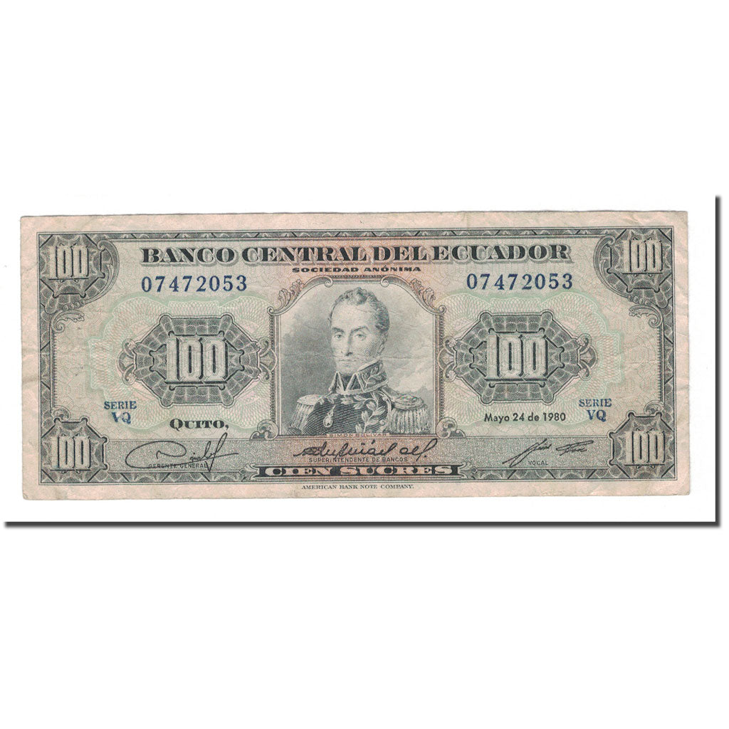 Banknote, Ecuador, 100 Sucres, 1980, 1980-05-24, KM:112a, VF(20-25)
