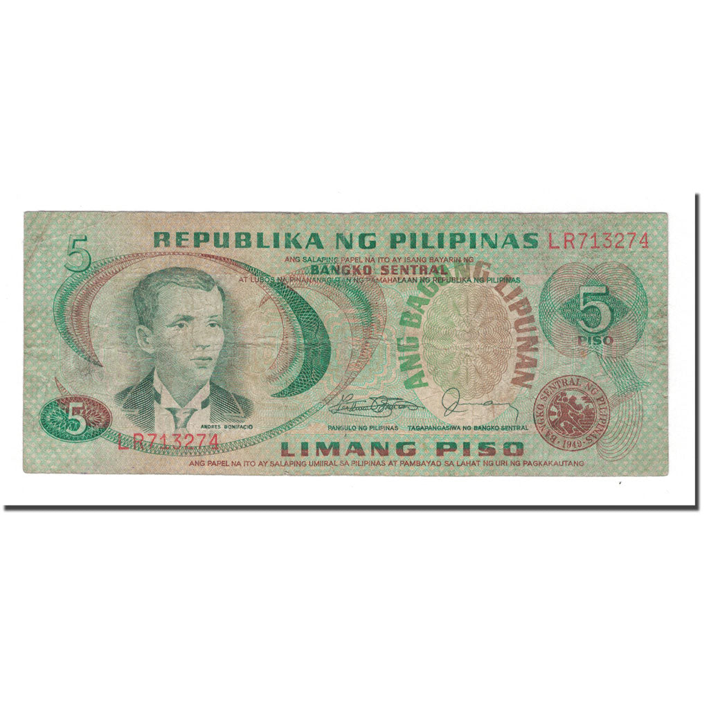 Banknot, Filipiny, 5 Piso, KM:160d, VF(20-25)