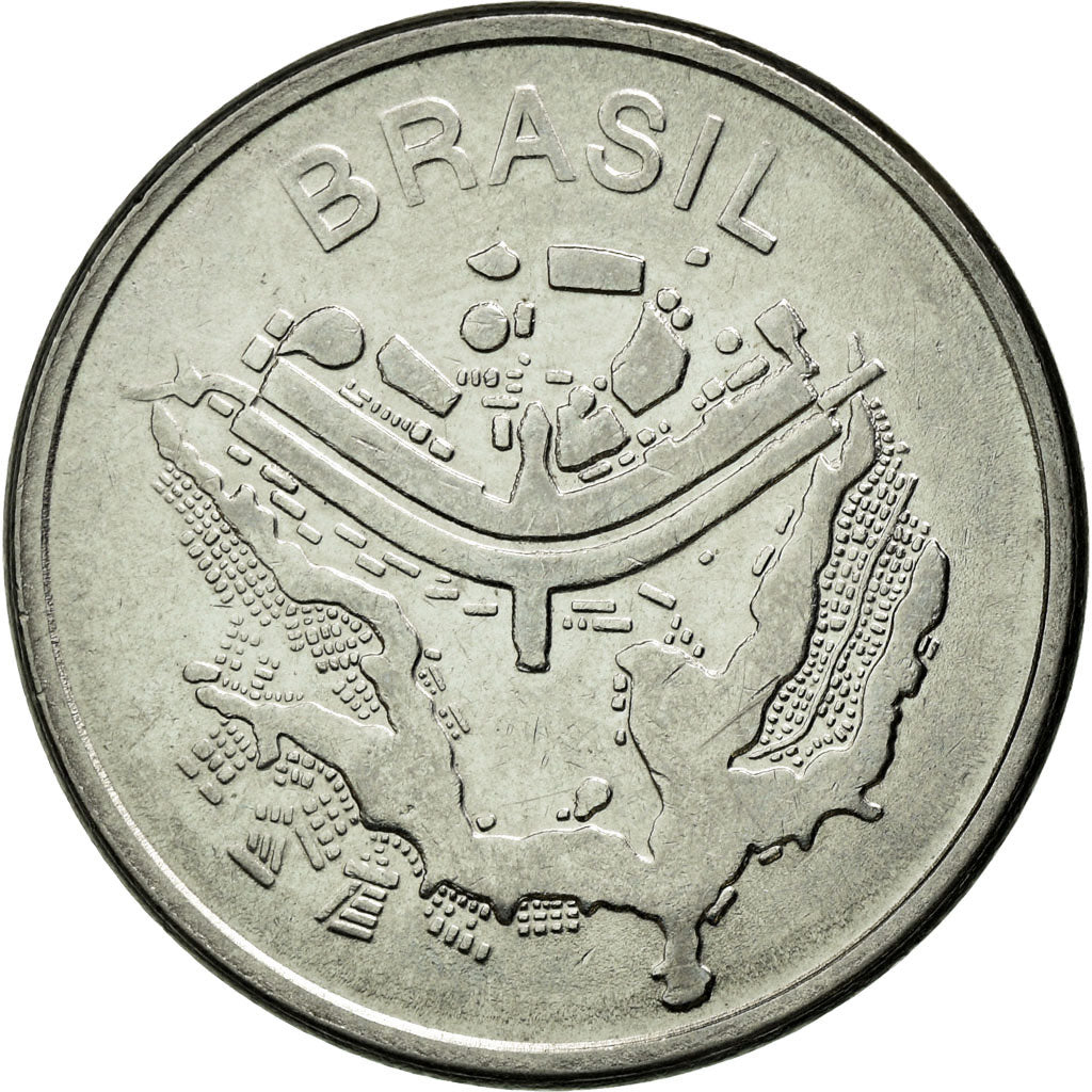 Münze, Brasilien, 50 Cruzeiros, 1982, SS+, Stainless Steel, KM:594.1