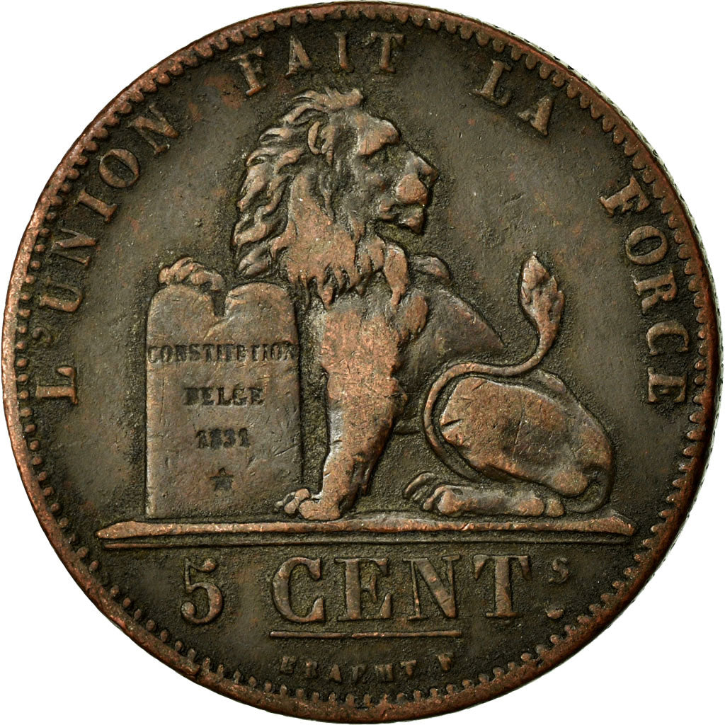 Coin, Belgium, Leopold I, 5 Centimes, 1847, VF(30-35), Copper, KM:5.1