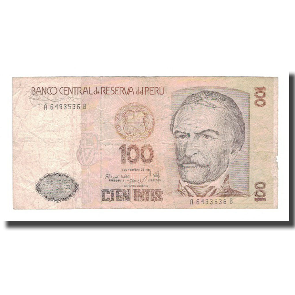 Banknote, Peru, 100 Intis, 1985, 1985-02-01, KM:132a, VF(20-25)