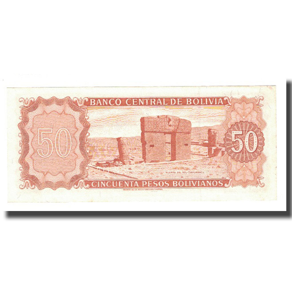 Nota, Bolívia, 50 Pesos Bolivianos, 1962, 1962-07-13, KM:162a, AU(55-58)