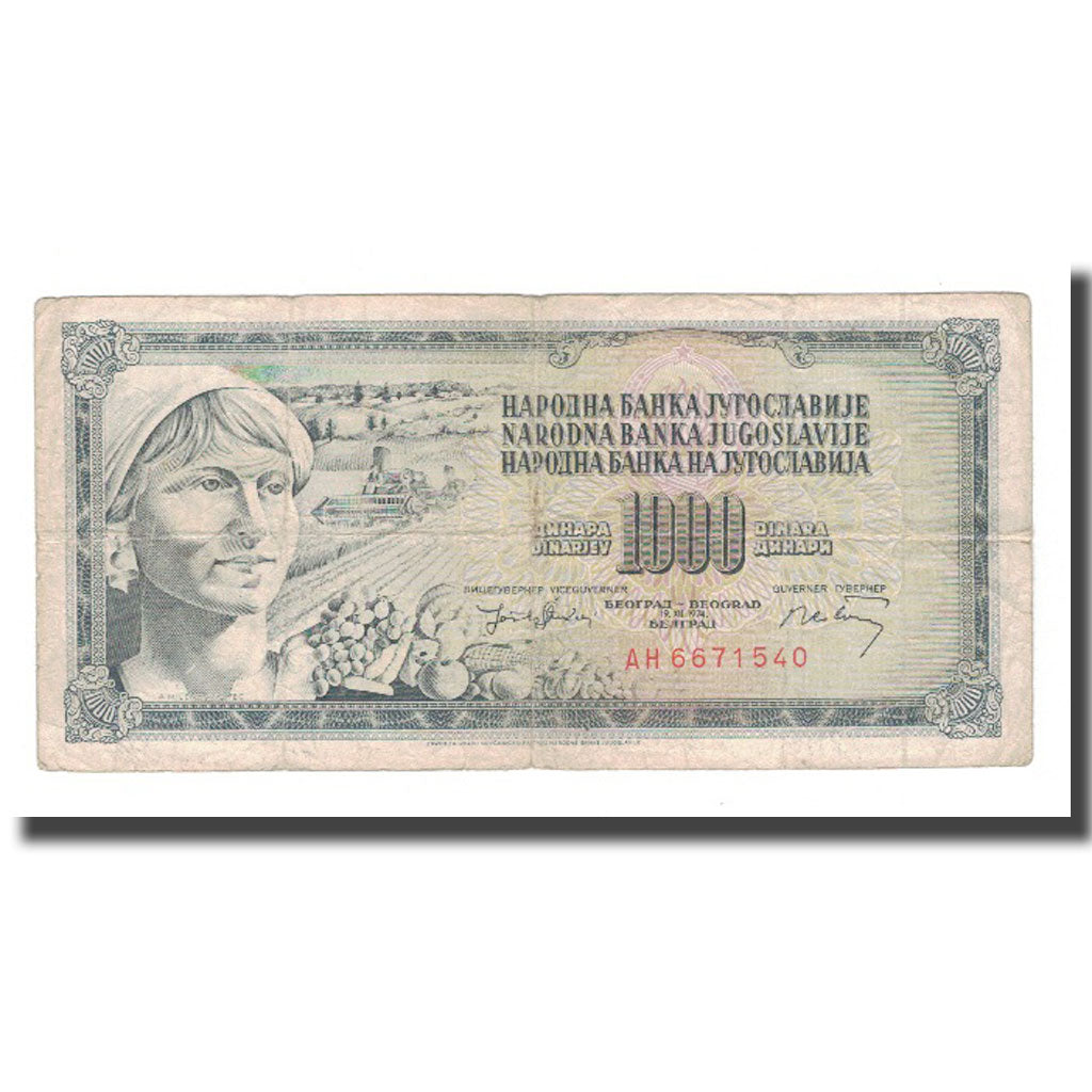 Geldschein, Jugoslawien, 1000 Dinara, 1974, 1974-12-19, KM:86, S