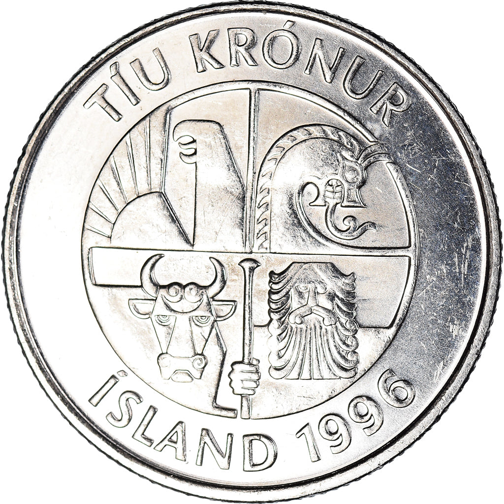 Monnaie, Islande, 10 Kronur, 1996