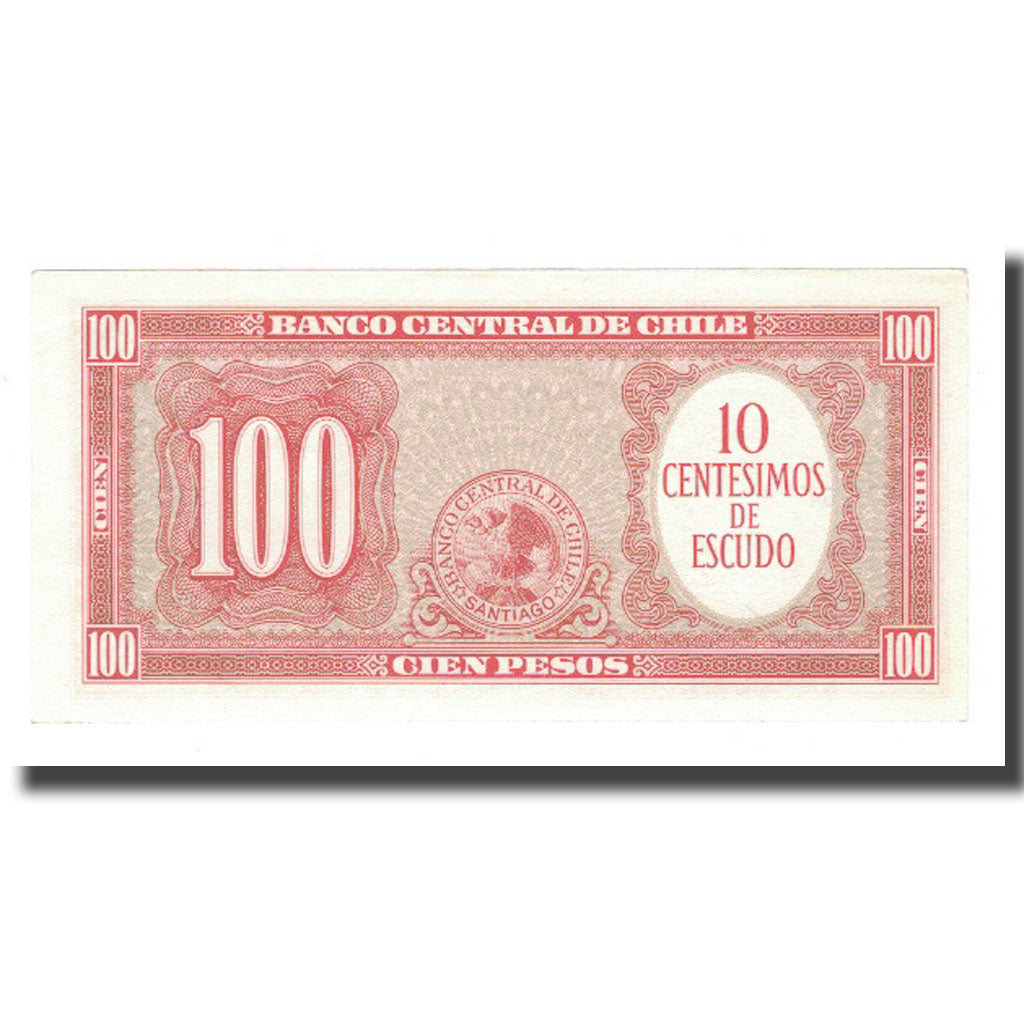 Banknote, Chile, 10 Centesimos on 100 Pesos, KM:127a, UNC(63)