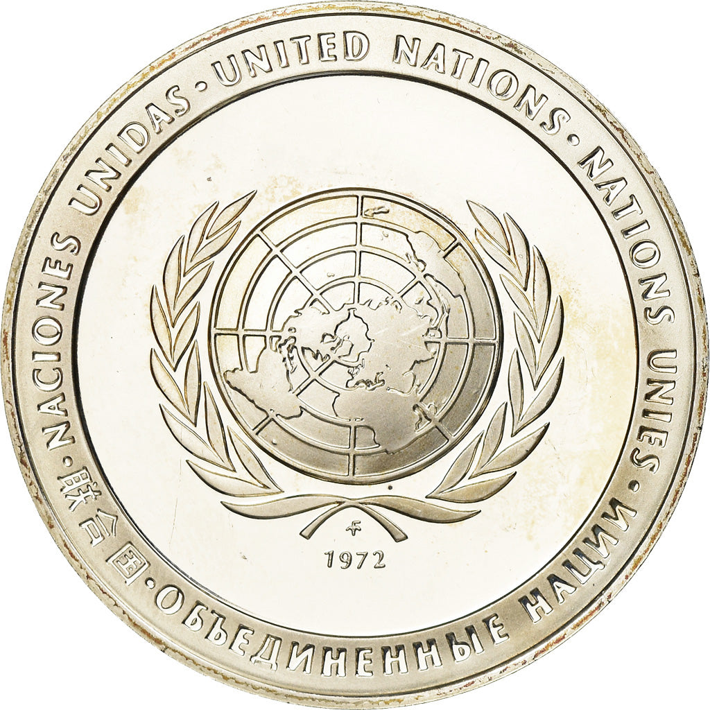 Frankrijk, Medaille, Les Nations Unies, La Paix, 1972, UNC-, Zilver