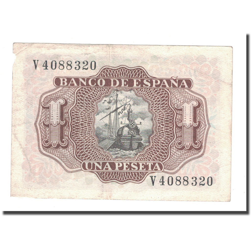 Nota, Espanha, 1 Peseta, 1953, 1953-07-22, KM:144a, EF(40-45)