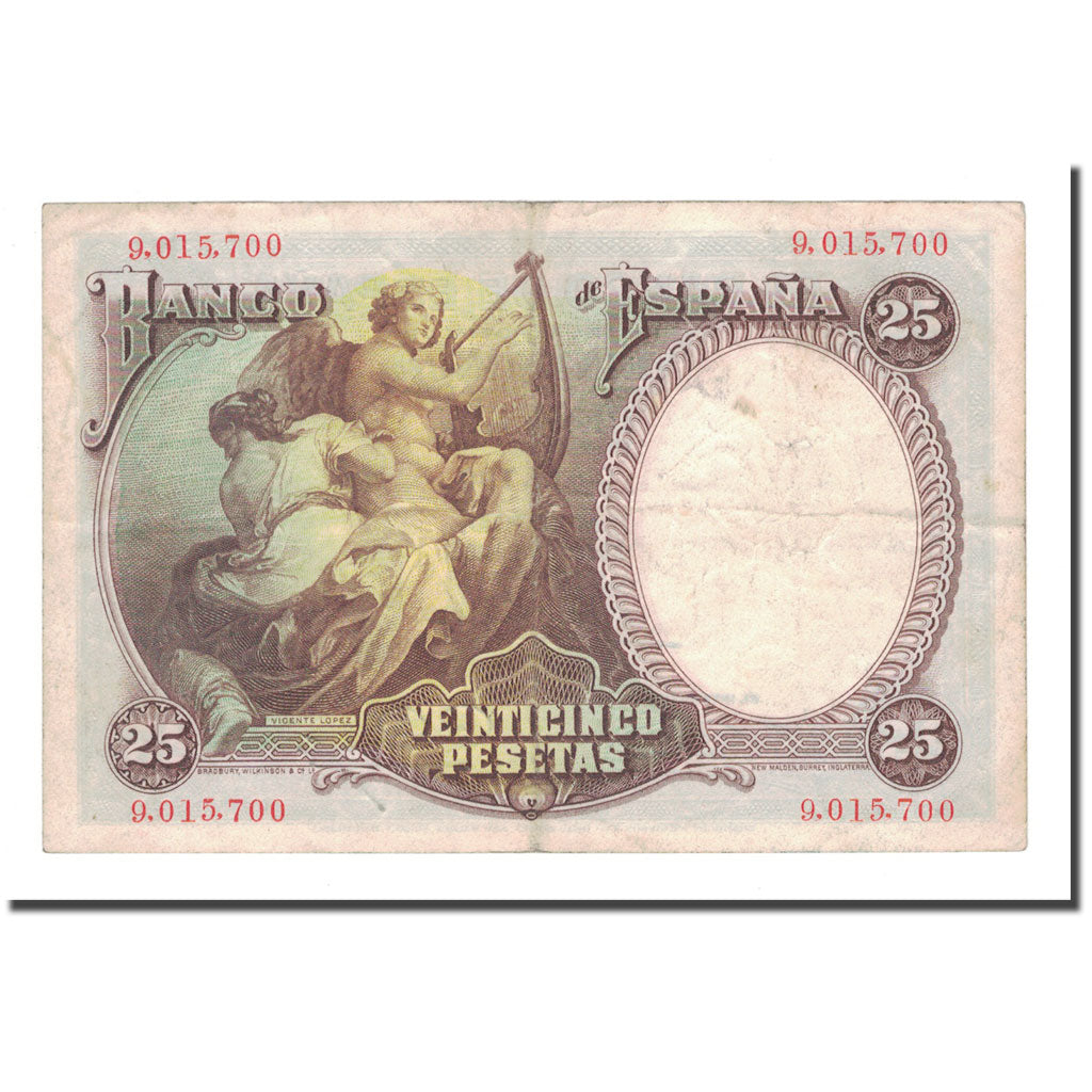 Banknot, Hiszpania, 25 Pesetas, 1931, 1931-04-25, KM:81, EF(40-45)