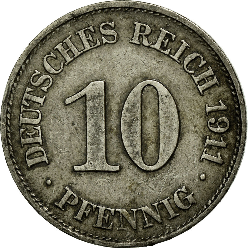 Monnaie, GERMANY - EMPIRE, Wilhelm II, 10 Pfennig, 1911, Muldenhütten, TTB