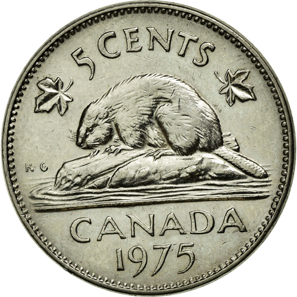 Moneta, Canada, Elizabeth II, 5 Cents, 1975, Ottawa, BB+, Nichel, KM:60.1