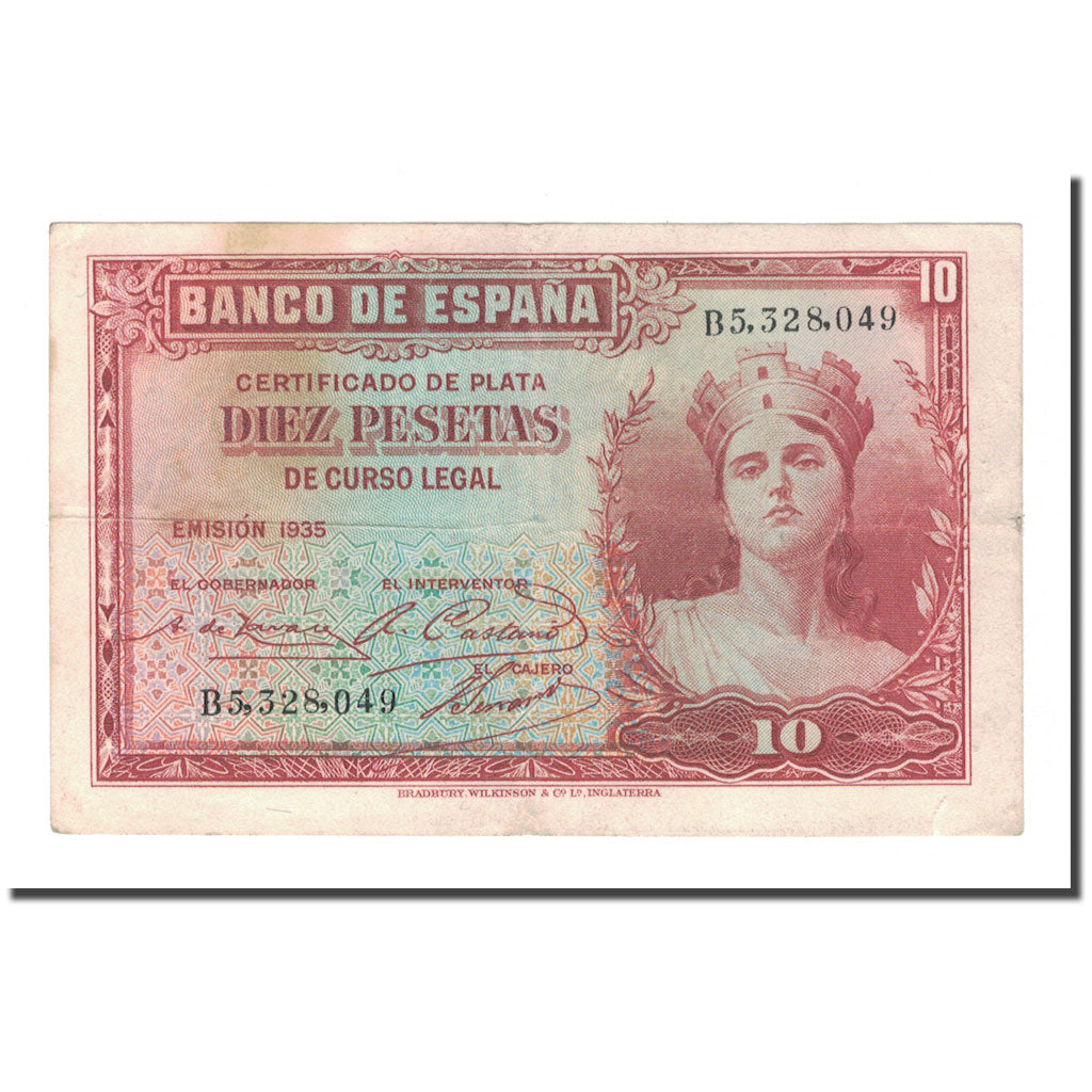 Banknote, Spain, 10 Pesetas, 1935, KM:86a, VF(30-35)