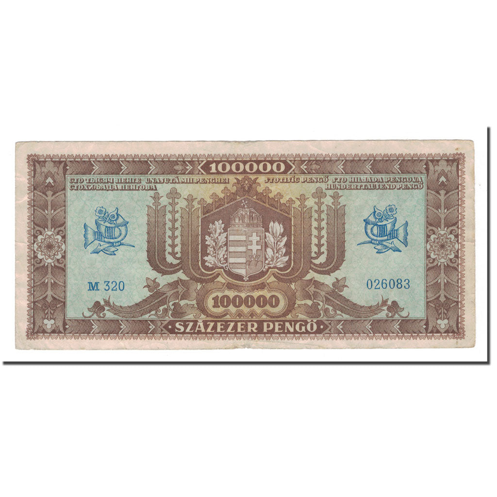Banknote, Hungary, 100,000 Pengö, 1945, 1945-10-23, KM:121a, VF(30-35)