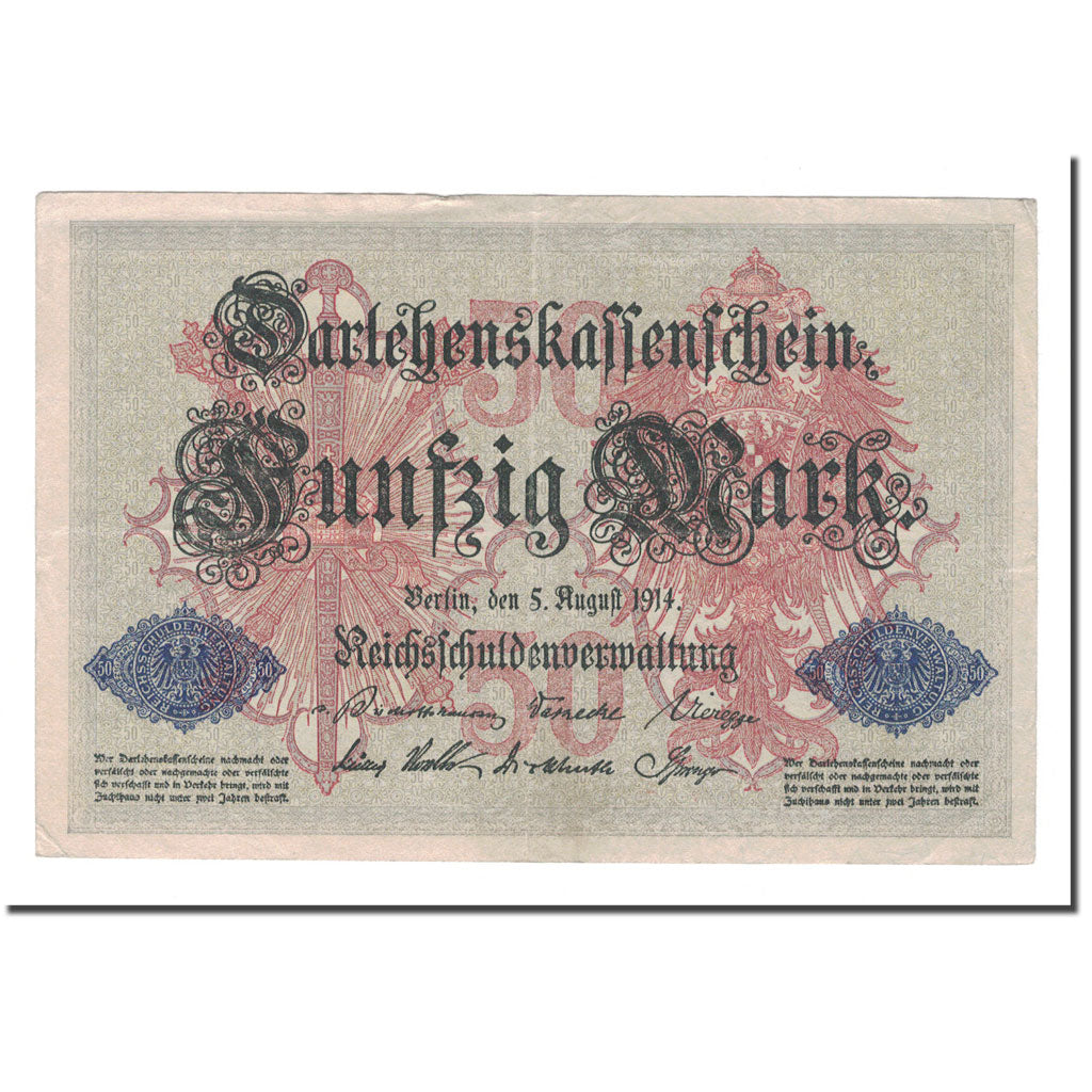 Billete, 50 Mark, 1914, Alemania, 1914-08-05, KM:49b, MBC