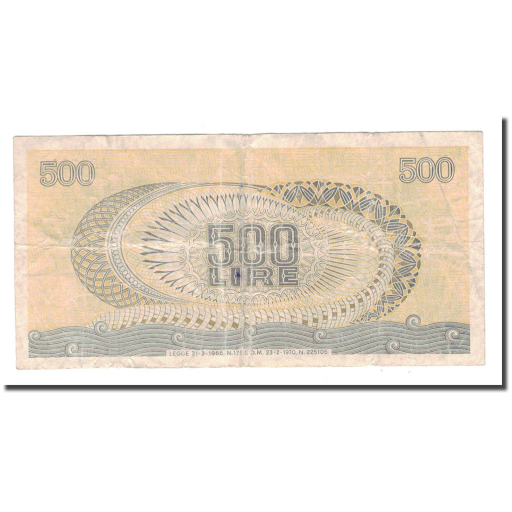 Banconote, Italia, 500 Lire, 1970, 1970-02-23, KM:93a, MB+