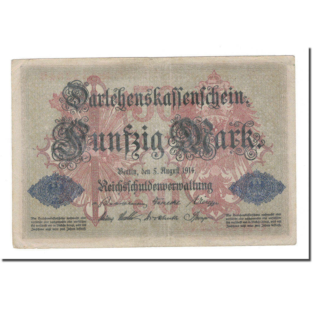 Banknote, Germany, 50 Mark, 1914, 1914-08-05, KM:49b, VF(30-35)