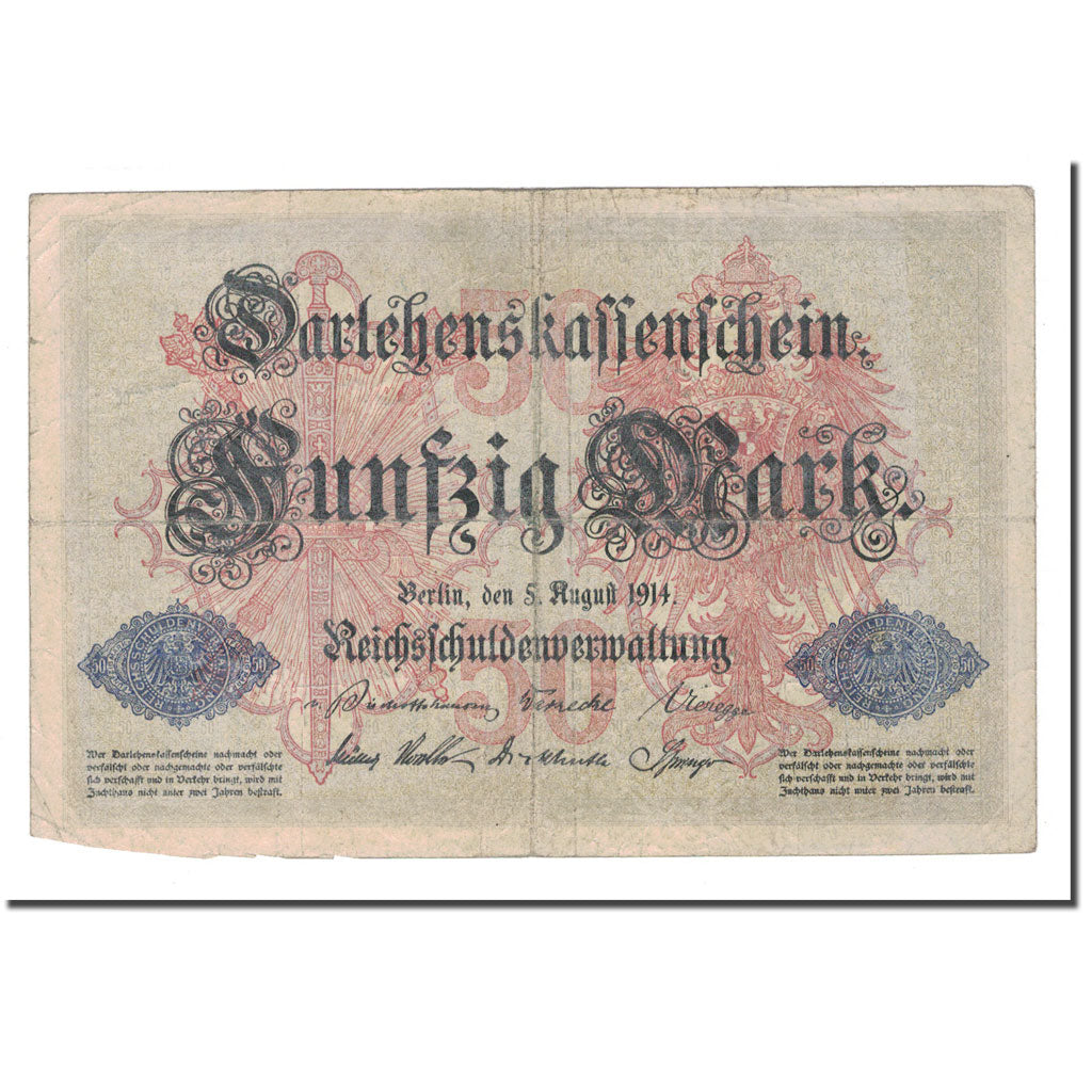 Banknote, Germany, 50 Mark, 1914, 1914-08-05, KM:49a, VF(30-35)