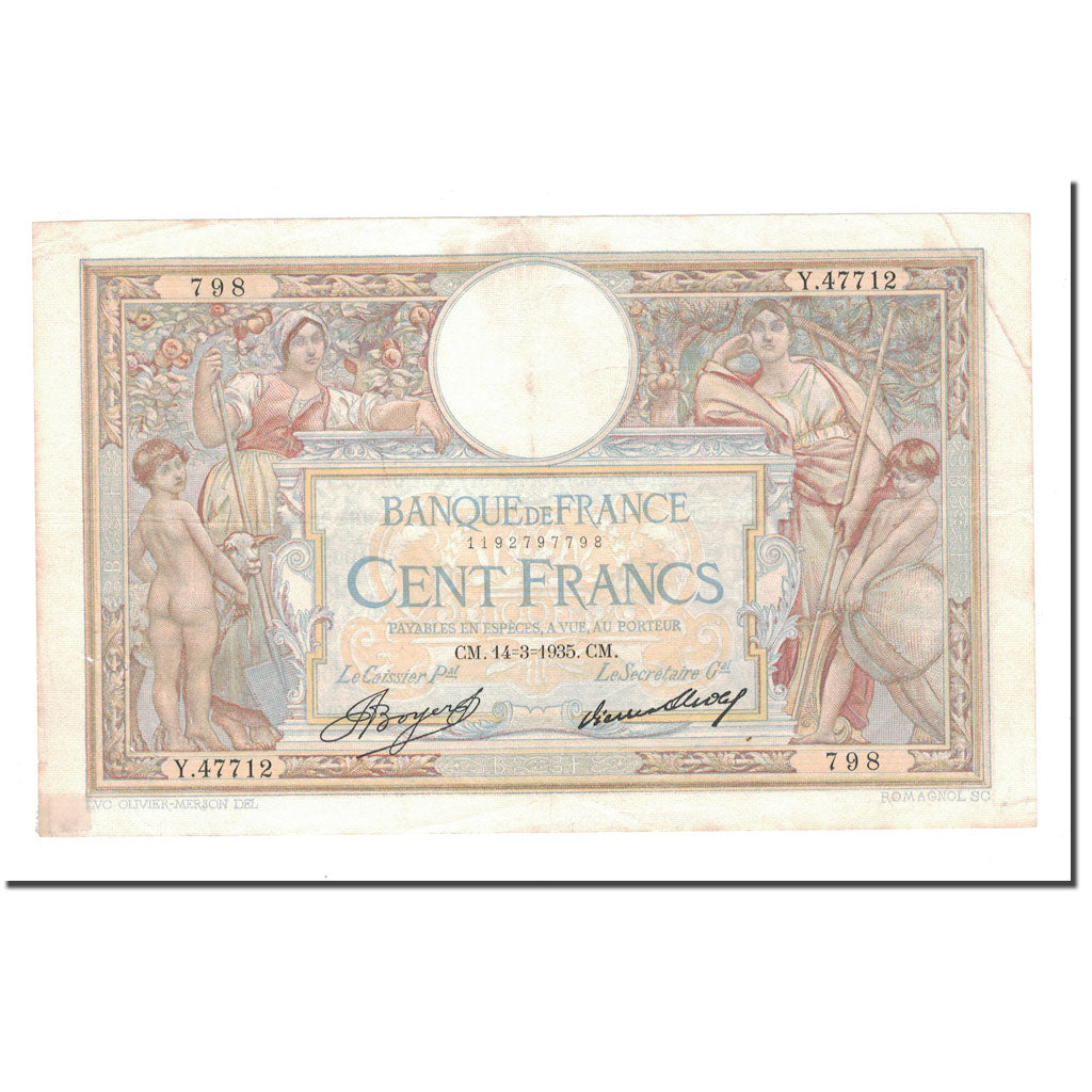 France, 100 Francs, 1935, 1935-03-14, EF(40-45), Fayette:24.14, KM:78c